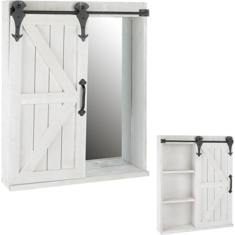 Wandschrank Schiebetür Spiegelschrank Wandregal Weiß Hängeschrank Wandboard Schrank Regal Vitrine Badschrank (1/5)