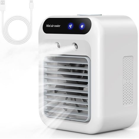 Tragbare Klimaanlage, leise, mobile Klimaanlage, 500 ml Luftkühler, Lufterfrischer, 2 Geschwindigkeiten + 2 Nebelmodi, 20° Windrichtungseinstellung, Mini-Klimaanlage geeignet für Schlafzimmer, Büro