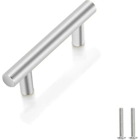 10 Unités En argent acier inoxydable Boutons De Porte Tirer La Poignée De Meubles avec Vis pour Tiroir Meuble Cuisine Cuisine Home Decorating, Trou à Trou Centre Distance 64 mm (1/5)