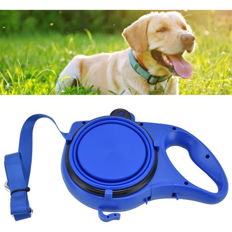 Outdoor-Hundeleine für den Garten, faltbarer Reisenapf mit Wasserflasche, multifunktionaler Napf zum Spazierengehen und Füttern des Hundes, blau. (1/5)