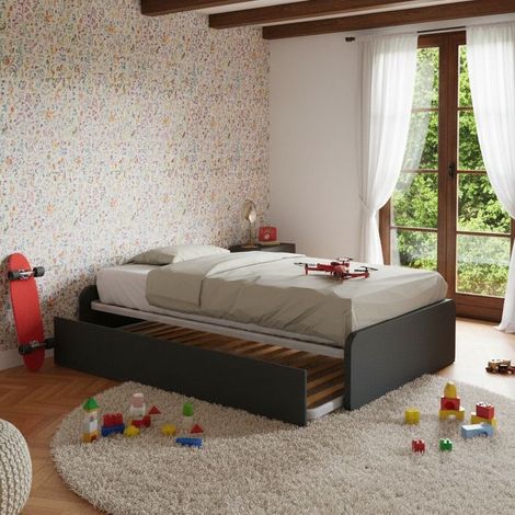 Letto 1 piazza e mezza con letto estraibile - Basalto