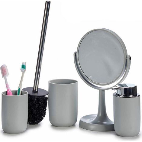 Berilo Badezimmer-Set grau aus Edelstahl 4 Teile