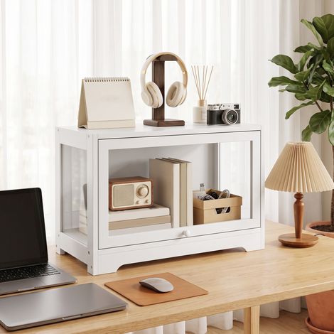 Vitrine en acrylique pour collections avec porte à charnières pour figurines décoratives 59 x 30 x 40 cm Blanc (1/5)