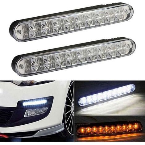 Feux de jour LED 30 SMD DRL avec fonction clignotant jaune pour voiture/SUV/camion (1/5)