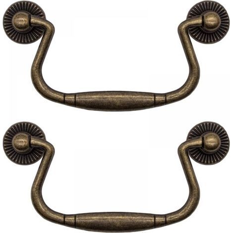 Pack 99 x 50mm Antique Bronze Iron Folding Drawer Handles Pulls for Cabinet Doors, Dresser, Kitchen, Sideboard, etc. Vintage Retro Country House Style