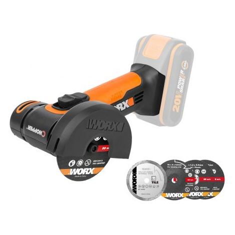 Amoladora angular Worx WX801.9 de 20 V con disco de 76 mm para cortar metal y azulejos.