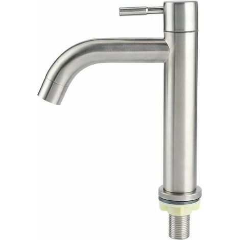 Gebürsteter Edelstahl G1/2 Einloch-Waschbeckenhahn mit großem Schnellöffnungsmechanismus für Badezimmerwaschbecken, Balkon, Haushaltswaschbeckenhahn, Vase FLITI (1/4)