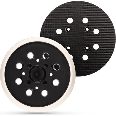 Lot de 2 disques Plateau de ponçage professionnel de 125 mm avec crochet et boucle, 8 trous, compatible avec ponceuse excentrique Bosch PEX 300 AE et PEX 400 AE (1/5)