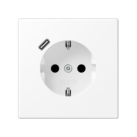 Jung Enchufe SCHUKO®, 16 A 250 V , con cargador USB, 1 x tipo C, SAFETY+, serie LS, blanco nieve mate LS 1520-18 C WWM