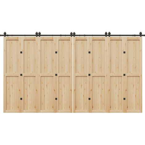 Schiebetürbeschlag-Set 400 cm Stahl Schwarz