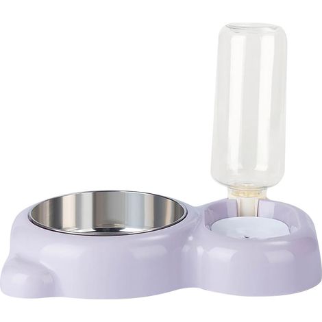 Bol Alimentaire Et Abreuvoir Automatique Pour Chien Et Chat - Réservoir Verre Détachable 500 Ml - Double Bac Séparé - Pour Chats Et Petits Chiens (1/2)