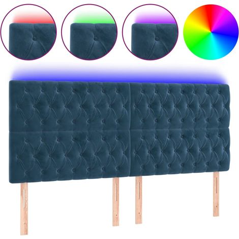 Tête de lit，Panneau décoratif à LED Bleu foncé 180x7x118/128 cm Velours CFW4093509 (1/5)