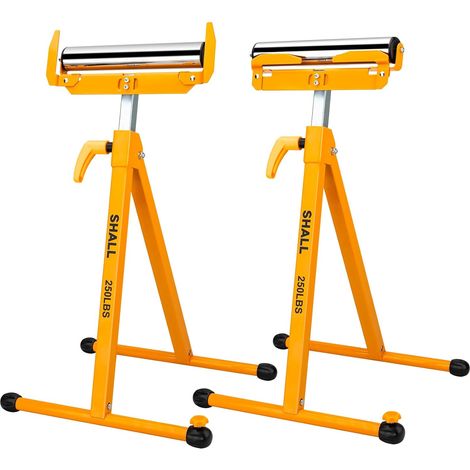 Lot de 2 supports à rouleaux pliants – Capacité de charge de 113,4 kg – Hauteur réglable de 70 à 109 cm – Pour sciage à table – Travail du bois (1/5)