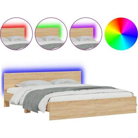 Maison Exclusive - Estructura de cama cabecero y luces LED roble