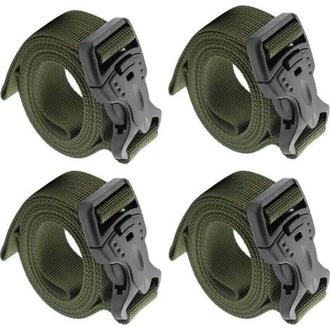 Lot de 4 sangles de sac à dos réglables et robustes avec boucle à dégagement rapide pour le camping en plein air ou une utilisation quotidienne (vert) (1/5)