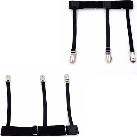 Lot de 2 paires de porte-chemises pour homme - Pour que la chemise reste dans le pantalon - Noir (1/5)