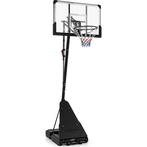 COSTWAY Canestro da Basket Regolabile 150-365 cm in Altezza per Bambini ed Adulti, Canestro con Piantana con Ruote, Canestro con Asta e Base Riempibile per Interno ed Esterno