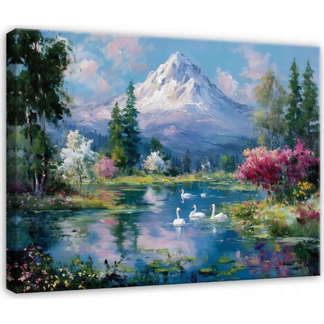 Peinture montagnes paysage nature fort pour chambre salon sur toile 40x30 (1/3)