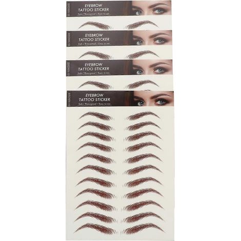 4 feuilles d'autocollants pour sourcils, faux sourcils, tatouages temporaires pour sourcils (1/5)