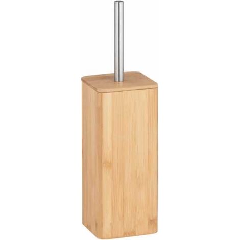 WENKO Portaspazzolino WC in legno di bambù, Spazzolino WC nero, legno di bambù, 10,1x37,5x10,1 cm, marrone (1/4)