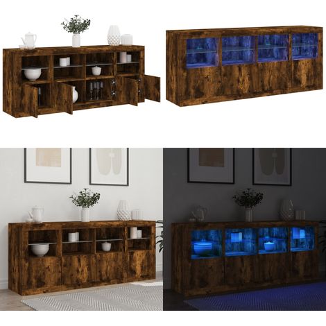 Sideboard mit LED-Leuchten Räuchereiche 163x37x67 cm - LED-Beleuchtung - Holzsideboard (1/5)