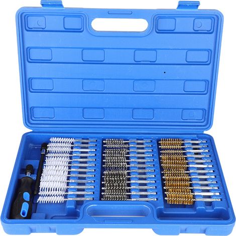 Ortviai Ensemble de 38 brosses métalliques avec manche hexagonal 1/4", acier inoxydable, laiton et nylon (1/5)