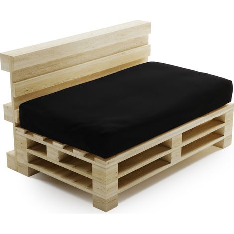 Coussin Palette Déhoussable Imperméable - Assise 120x80 cm Noir Bananair Fabriqué en France
