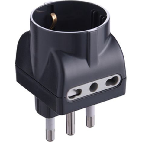 ADATTATORE TRIPLO 16A 2PR BIP E SCHUKO NERO FIG.11 Q.TA 25