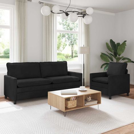 vidaXL Sofa Set 2 pcs Schwarz Samt (1/5)