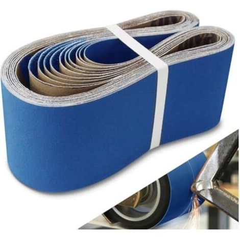 Bandas abrasivas de 100 x 915 mm, 10 unidades, granos surtidos (40/60/80/120/240), bandas abrasivas de zirconia para pulido de metales, carpintería y decapado. (1/5)