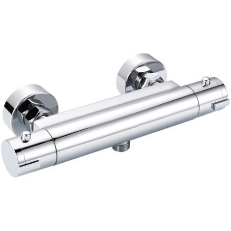 Crediri Wandmontierte thermostatische Duscharmatur, Chrom mit Sicherheitsknopf, Massives Messing – DBWF01GR (1/5)