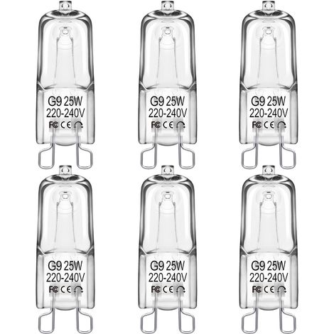 Lot de 6 Ampoule G9 Halogène 25W Dimmable Blanc Chaud Pour Four Micro-ondes Plafonnier (1/5)