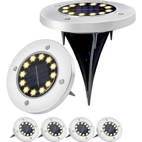 Lot de 12 lampes solaires LED étanches pour jardin, terrasse, allée, entrée de garage, patio KLB-AquaForge (1/5)