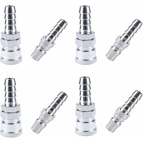 8 Pcs Air Line Hose Compressor Fitting, SH20+PH20 Air Hose Quick Fittings, Air Line Hose Compressor Fittings, for 9mm Hose-- (1/4)