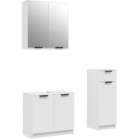 Meubles de Rangement,Ensemble d'armoires salle de bain 3 pcs blanc bois d'ingénierie CFW947545 (1/5)