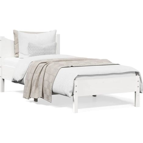 Cadre de lit Blanc 75x190 Bois de pin massif (1/5)