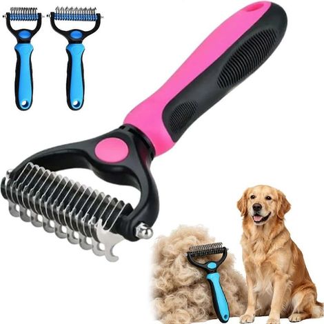 Outil de toilettage Pet Pro, peigne démêlant universel pour chiens, peigne à nœuds ouverts double en acier inoxydable, double face en acier inoxydable (1/5)