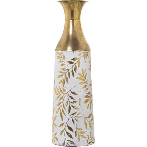 Vase Métal Doré/Blanc °17X54 Cm (1/3)