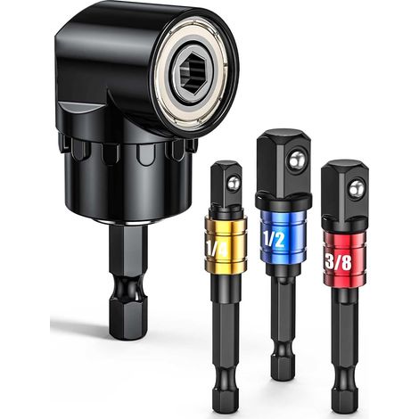 105 ° Adaptateur de douille hexagonale 1/4" 3/8" 1/2" Tournevis sans fil Adaptateur d'écrou de clé à main (1/5)