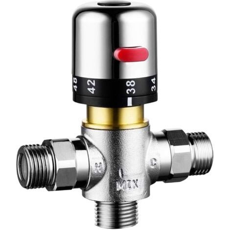 Vanne 3 Voies Laiton Mitigeur Thermostatique de Douche 1/2" Mâle Valve de Mitigeur Thermostatique, CTM504 (1/5)