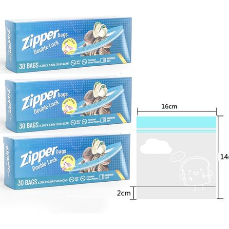 Lot de 90 sacs à sandwich, sacs de congélation, petit format, sacs de conservation des aliments réutilisables à fermeture zip (1/4)