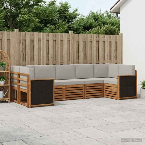 vidaXL Ecksofa Set mit Kissen 6 pcs Natürlich und Hellgrau (1/5)