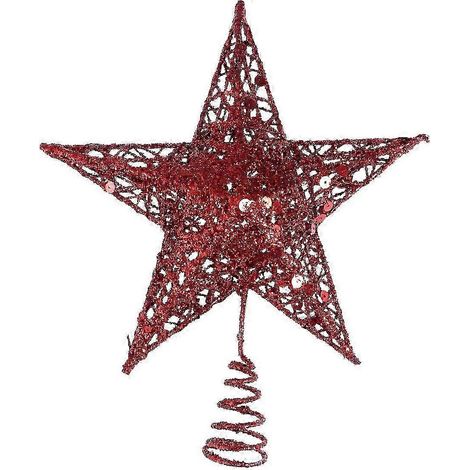 Décoration de sapin de Noël Tizzy en forme d'étoile à paillettes, rouge, 20 cm (1/5)