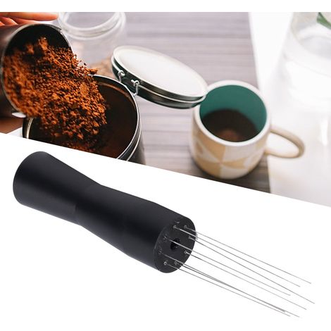 Italienischer Kaffeepulverspender, Kaffeetuch, Pulvernadel, Pulvermischer aus Aluminiumlegierung, schwarz (1/5)