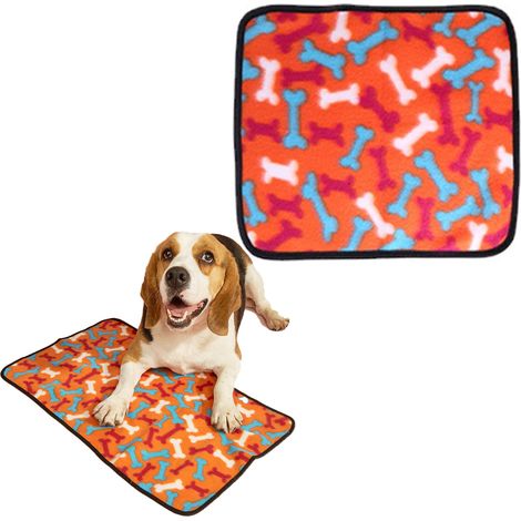 Tapis Pour Chien - Tapis De Transport Et De Couchette En Molleton Corail Imprimé Os - Lavable En Machine - 1 Pièce (1/5)