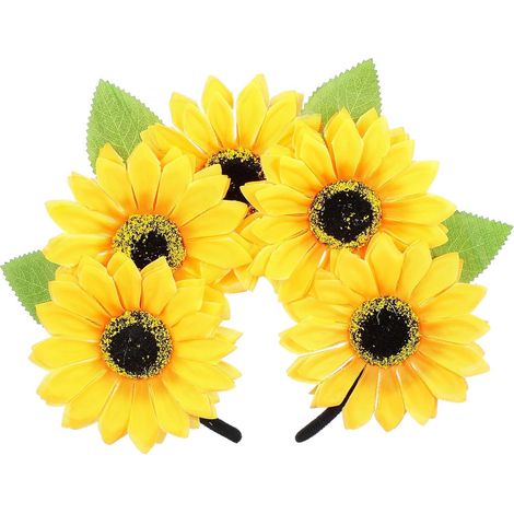 Sunflower Fabric Hair Clip, Yellow Decorative Headband (1/5)