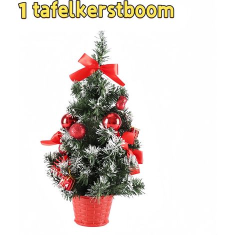 Mini sapin de Noël de table décoré pour maison ou bureau, hauteur 30 cm sans lumière, rouge (1/5)