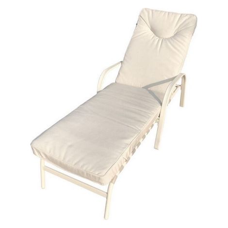 Poltrona Lounger Giove struttura in metallo cm 158x65x98 cuscino color ecru' da giardino esterno