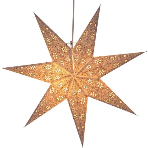 Étoile lumineuse pliable en papier pour l'Avent, étoile de Noël 60 cm - Nina Weiß, décoration de fenêtre en forme d'étoile (1/3)