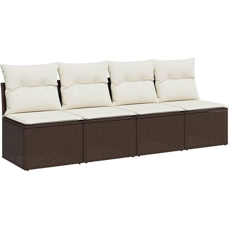 Maison Exclusive - Divano da Giardino a 4 Posti con Cuscini in Polyrattan Marrone
